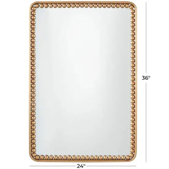 Gold Metal Wall Mirror with Beaded Detailing 24" x 2" x 36" {6}