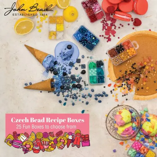 John Bead Czech Glass Recipe Box Beading Kit Red Velvet Cupcake {6}