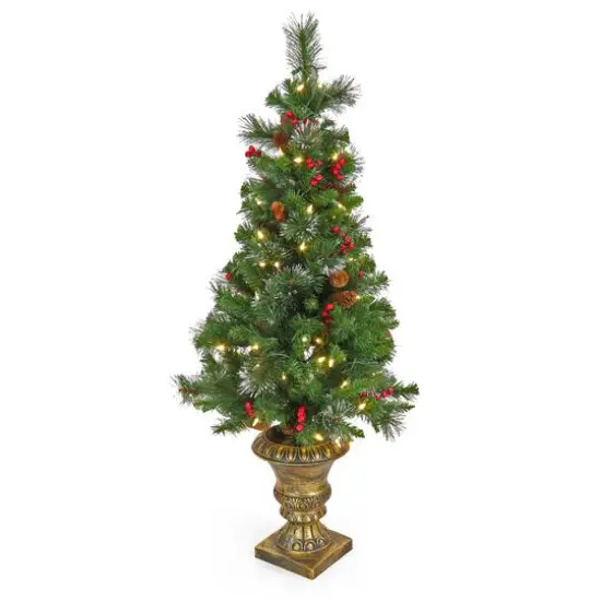 4ft. Pre-Lit Crestwood Spruce Entrance Artificial Christmas Tree, Warm White LED Lights {1}