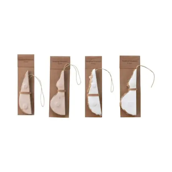 Hello Honey&reg; 4.25" Cream & Gold Handmade Paper Folding Honeycomb Finial Ornament Set {4}