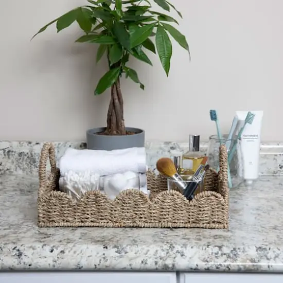 Household Essentials 14" Seagrass Tray with Scalloped Edge {3}