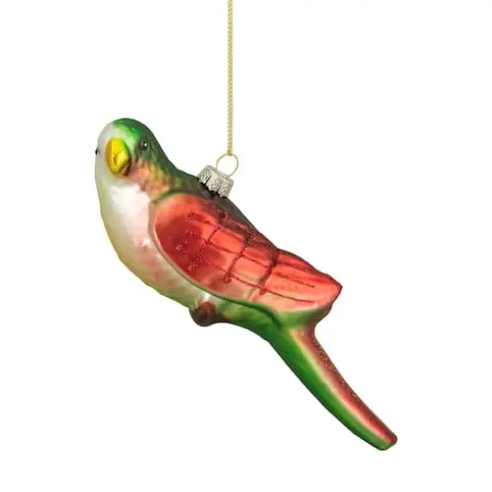 Yellow and Red Matte Parrot Glass Ornament {1}