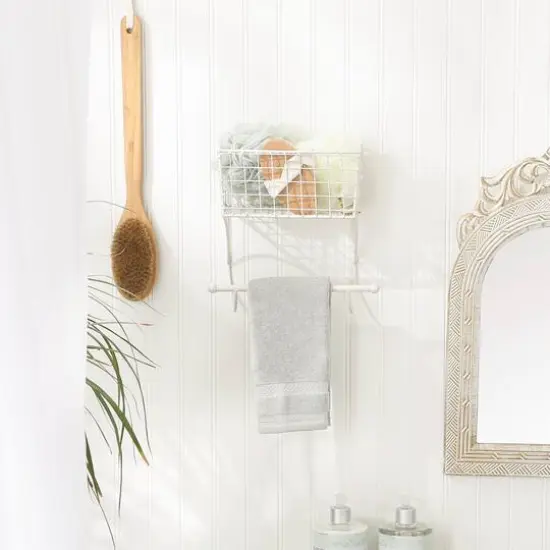 DII&reg; Small Farmhouse Towel Rack Antique White {5}