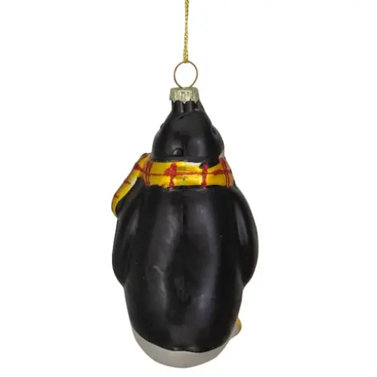3.75" Black, White & Yellow Glass Penguin Christmas Ornament {6}