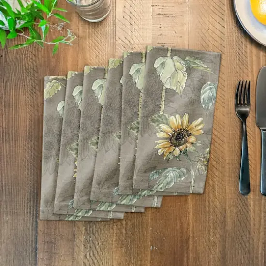 Sunflower Pattern Cotton Twill Napkin Brown {4}