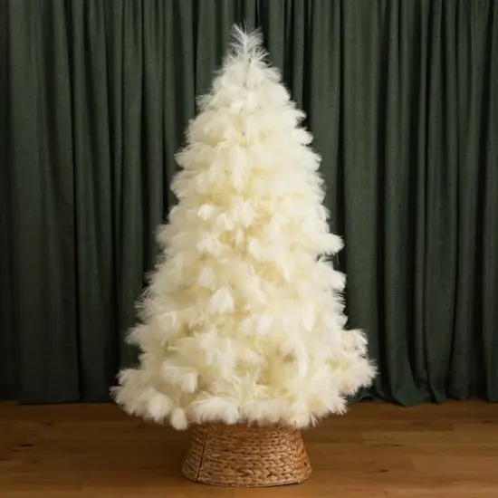 6ft. Unlit Off-White Pampas Grass Artificial Christmas Tree {3}