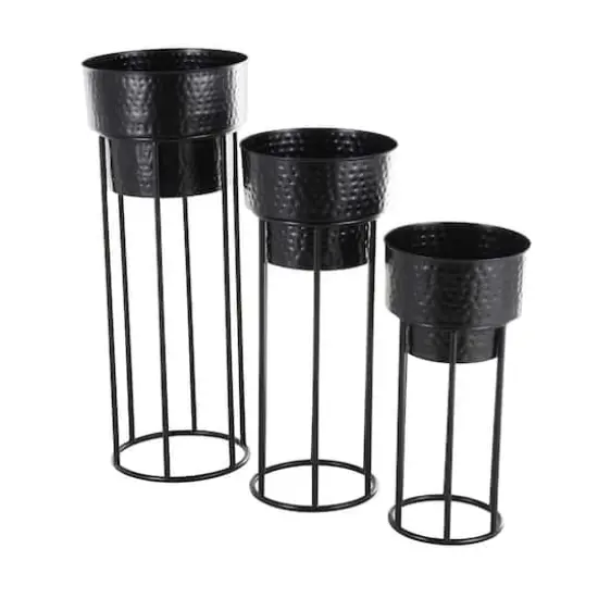 Black Metal Nesting Planter & Stands Set {4}