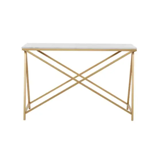 White Iron Contemporary Console Table, 31" x 47" x 14" {1}