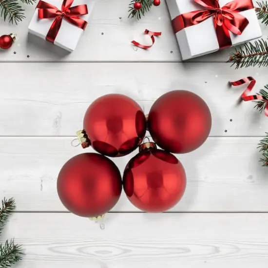 72ct. 2 Finish Red Glass Ball Ornaments {4}