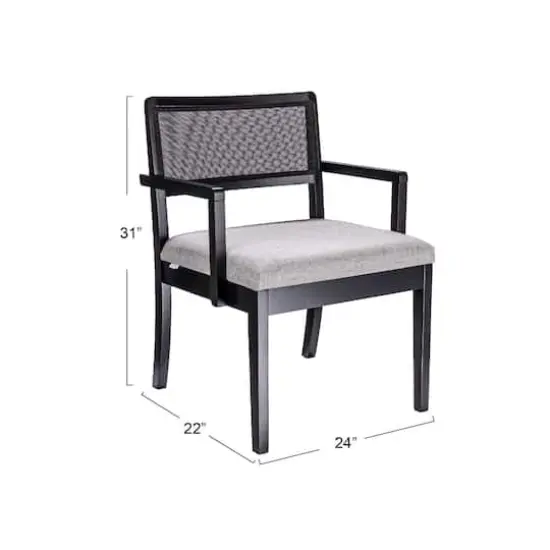 Hello Honey® 2.5ft. Crawford Mid-Century Modern Solid Wood Black Arm Chair {4}