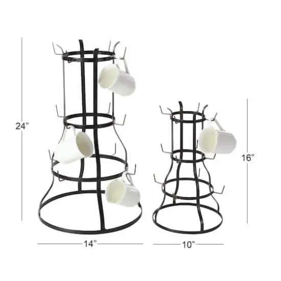 16" & 24" Black Metal Farmhouse Mug Holder Set {5}