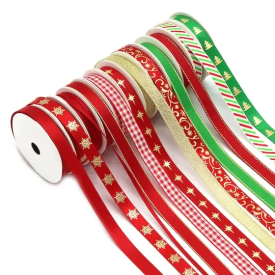 Gwen Studios 3/8" x 48yd. Green & Red Christmas Ribbon For Gifts & Crafts, 24ct. {1}