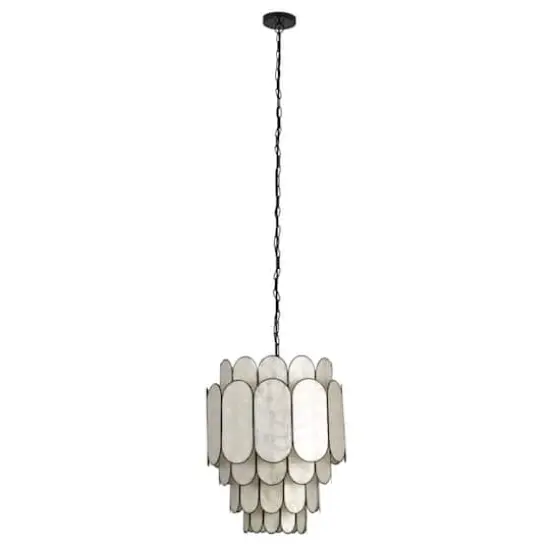 Hello Honey&reg; Black Finish Laminated Capiz Tiered Chandelier {1}
