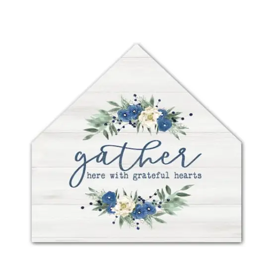 Grateful Flowers House Shaped Canvas Wall Art {1}