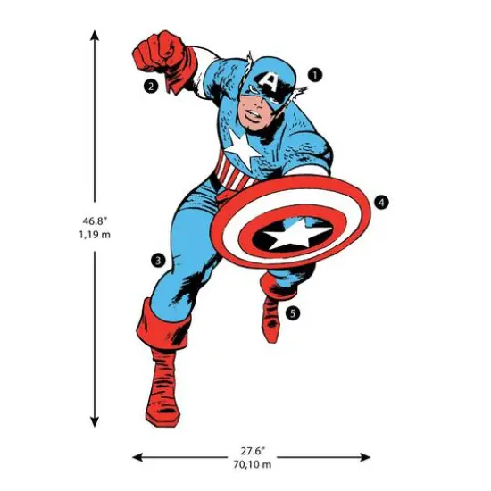 RoomMates Marvel Classic Captain America Comic Peel & Stick Giant Wall Decal {5}