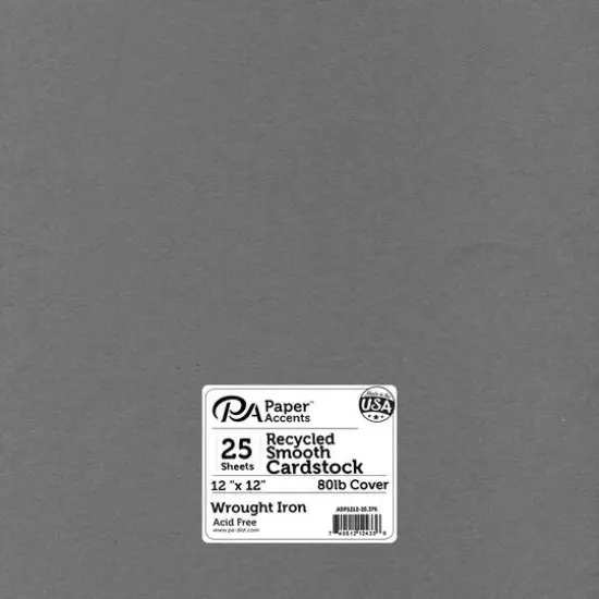 PA Paper™ Accents 12" x 12" 65lb. Recycled Cardstock Paper, 25 Sheets Wrought Iron {1}