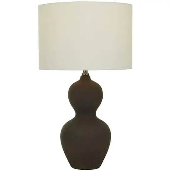 CosmoLiving by Cosmopolitan Black Ceramic Gourd Style Base Table Lamp with Drum Shade 15" x 15" x 26" {1}