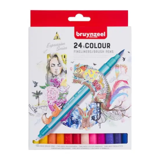 Bruynzeel Expression Fineliner 24 Color Brush Pen Set {1}