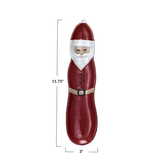 Hello Honey® 11.75" Red & White Stoneware Santa Shaped Plate {4}