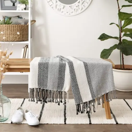 DII&reg; Black Plaid Bold Herringbone Throw {4}