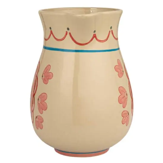 Hello Honey&reg; 9.5" Multicolor Floral Stoneware Pitcher with Handle {9}