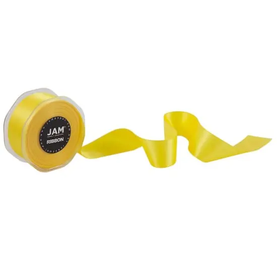 JAM Paper 1.5" x 25yd. Double Faced Satin Ribbon Yellow {5}