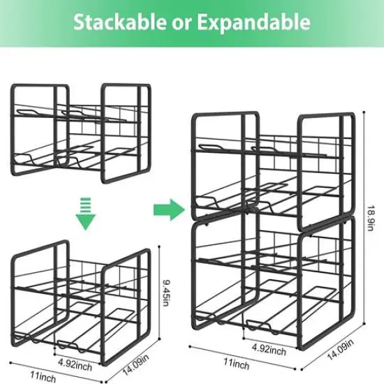 NEX™ Standard 12oz. 20-Can Capacity Black Organizer Rack Dispenser, 2ct. {3}