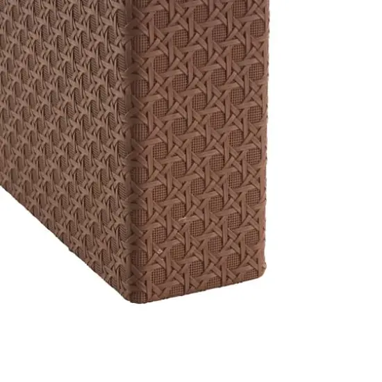 Faux Leather Geometric Woven Grid Book Storage Box Set Brown {5}