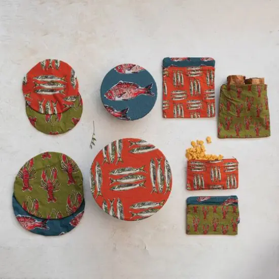 Hello Honey&reg; 10" Sea Life Designs Cotton Bowl Covers with Linings Set {3}