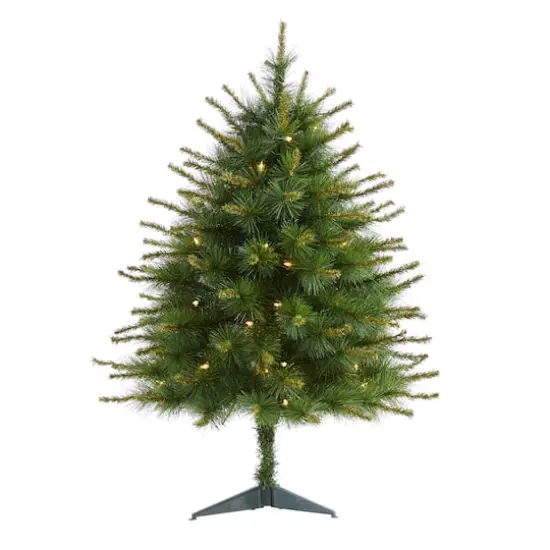 3ft. Pre-Lit New England Pine Artificial Christmas Tree, Clear LED Lights {1}