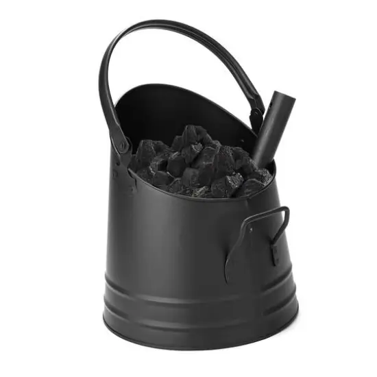 Mind Reader Small Black Fireplace Bucket With Shovel {9}