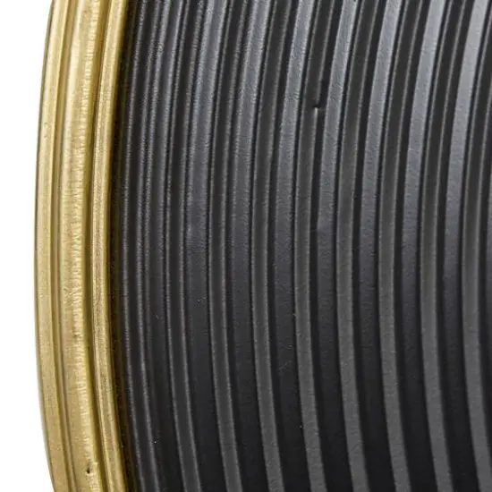 CosmoLiving by Cosmopolitan 35" Black Modern Metal Round Wall Mirror {4}