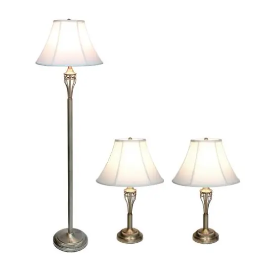 Lalia Home Antique Brass Table and Floor Lamp Set {3}