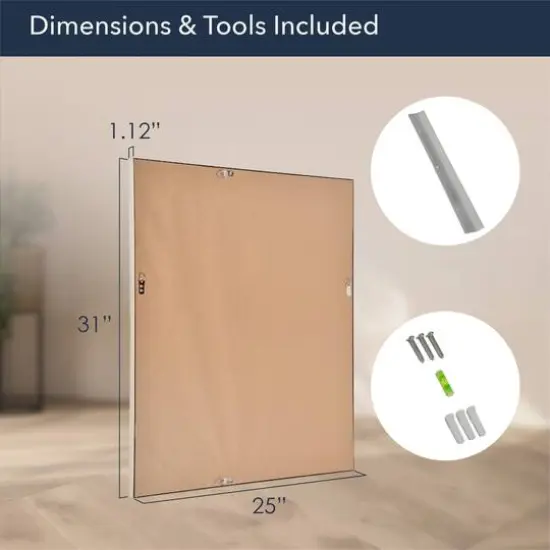 Head West 31" Brushed Nickel Pave Textured Framed Wall Vanity Mirror {8}