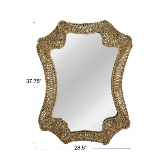 Hello Honey&reg; 37.75" Natural Decorative Handwoven Cattail Wall Mirror {4}