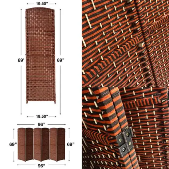 Sorbus 6-Panel Room Divider Espresso {6}
