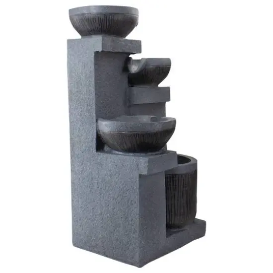 23" LED Cascading 4-Tier Bowl Outdoor Water Fountain {7}