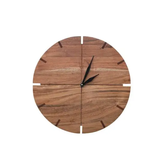 Hello Honey&reg; Natural & Black Round Acacia Wood Wall Clock {1}