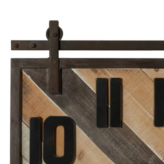 Industrial Wood Wall Clock {5}