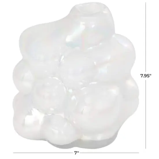 8" Clear Abstract Handmade Bubble Glass Vase {4}