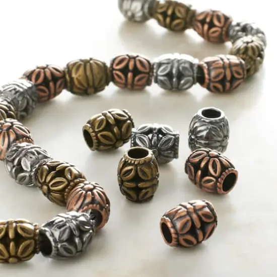 Multicolor Metal Plated Antique Barrel Beads, 10mm by Bead Landing&trade; {3}