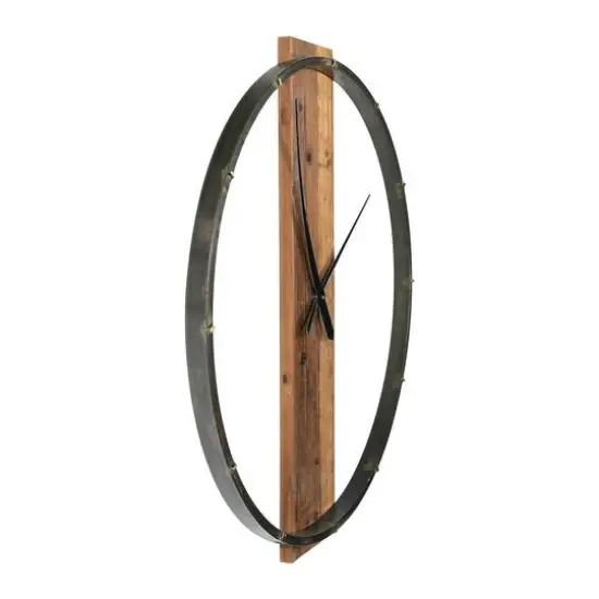 2.5ft Metal and Wood Wall Clock {6}