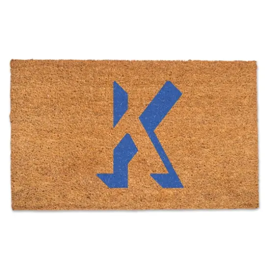Blue Shadow Monogram Natural Coir Doormat K {1}