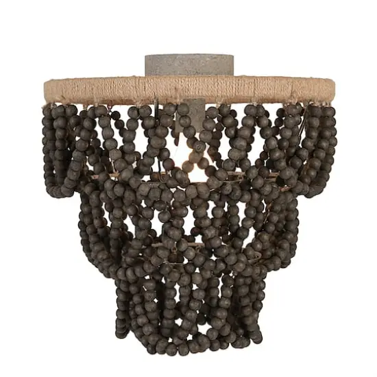 Hello Honey® Dark Gray Wood Bead & Metal Semi-Flush Light {3}
