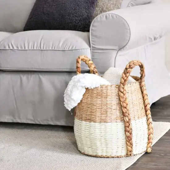 Household Essentials Cattail & Paper Terra Basket White {5}