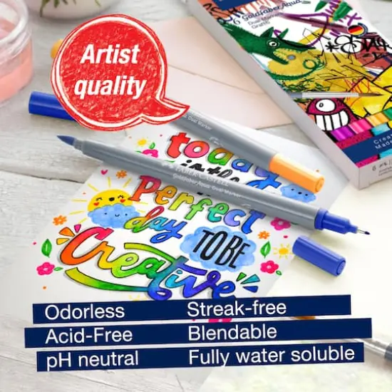 Faber-Castell&reg; Goldfaber Aqua 6 Color Graffiti Dual Tip Watercolor Marker Set {5}