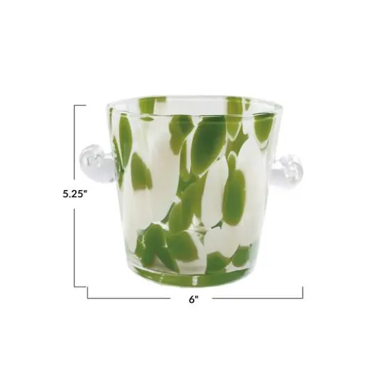 Hello Honey 32-Ounce Confetti Glass Ice Bucket with Handles, Yellow and Green {5}