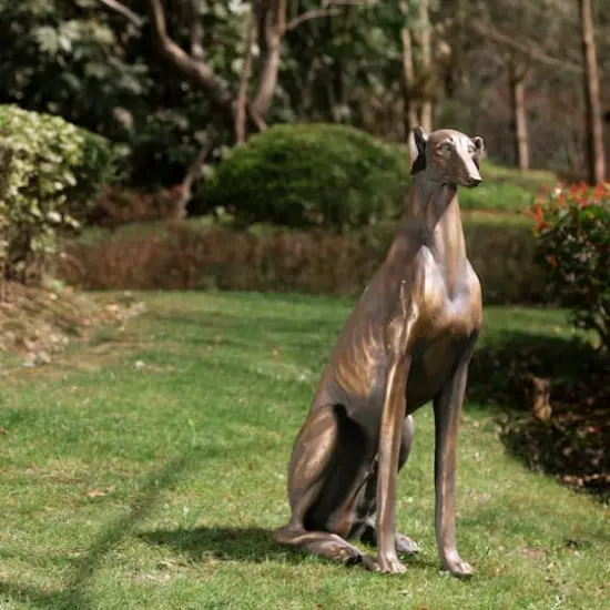Glitzhome&reg; 30" Sitting Right Greyhound Dog Statue {5}
