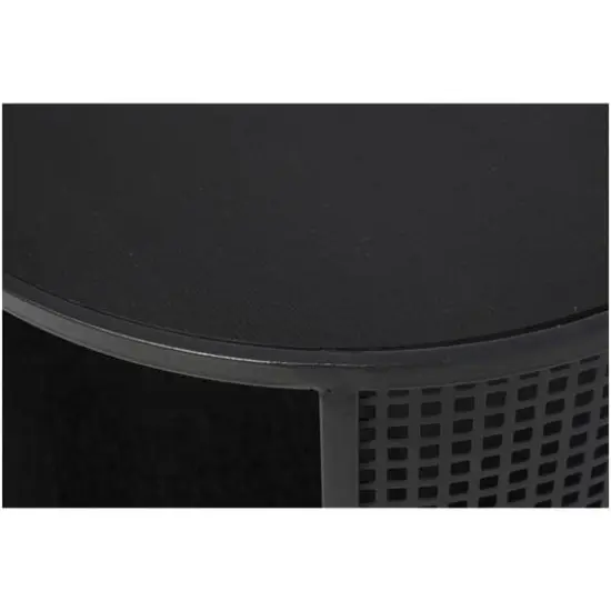 21" Black Metal Open Grid Frame Accent Table {6}