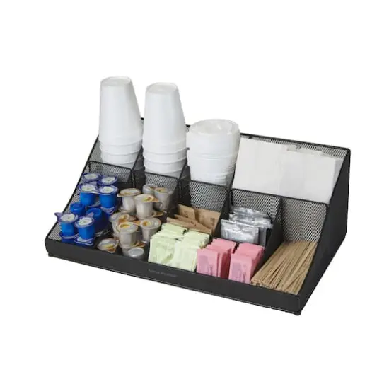 Mind Reader Black 11 Compartment Breakroom Coffee and Condiment Organizer {7}